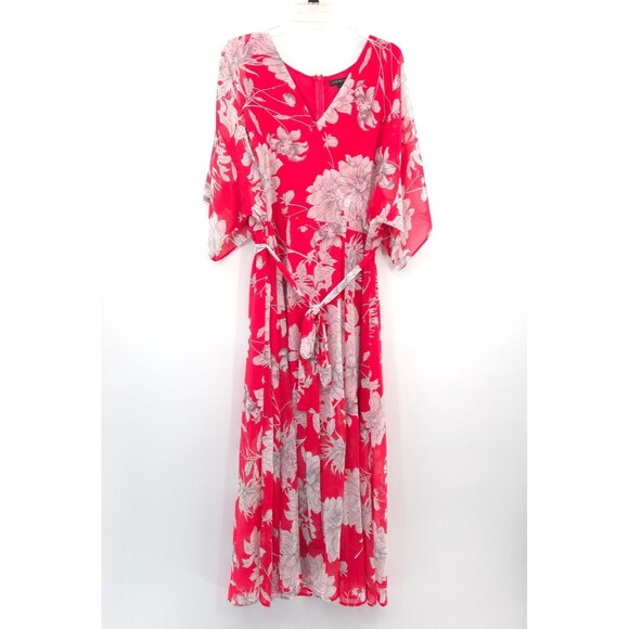 Lane Bryant floral maxi dress Plus Size 16 wrap bodice chiffon pink - Picture 5 of 12